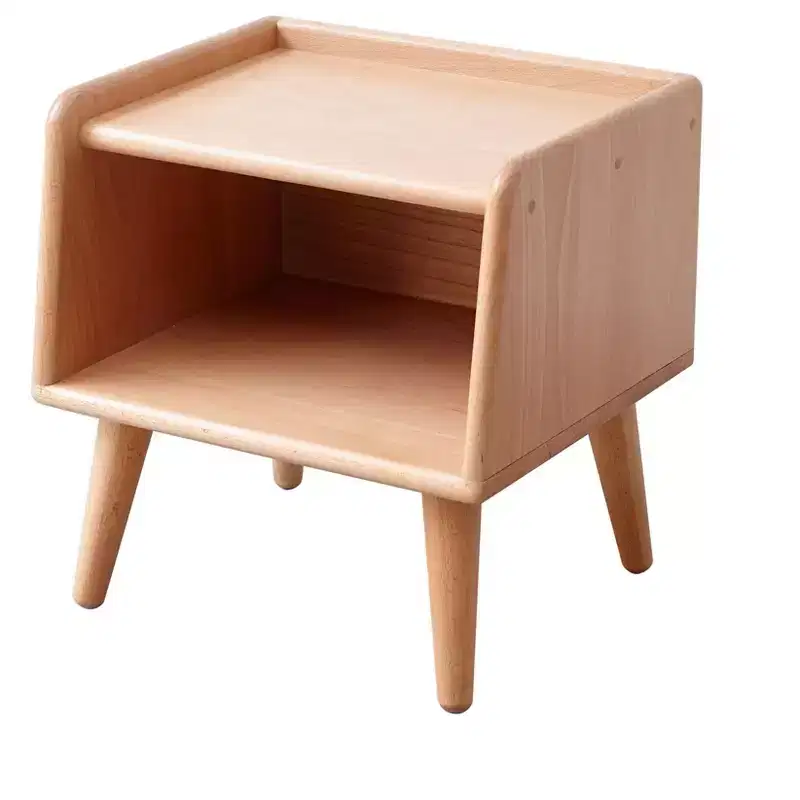 MAYEERTY Beech Solid Wood Nightstand with Open Storage Bedside Cabinet for Bedroom Living Room