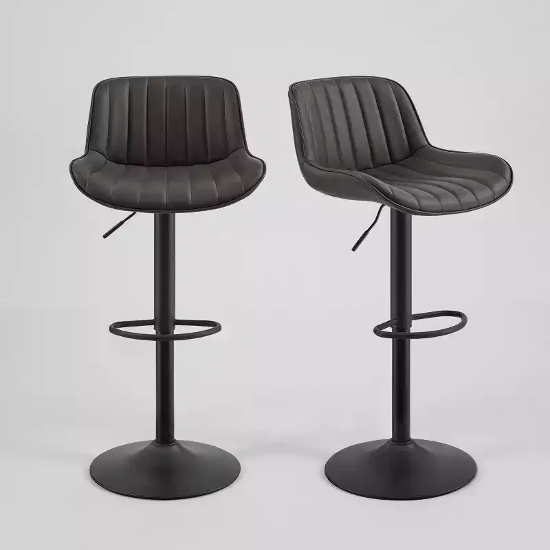 Art Leon Set of 2 Faux Leather Swivel and Height Adjustable Barstool