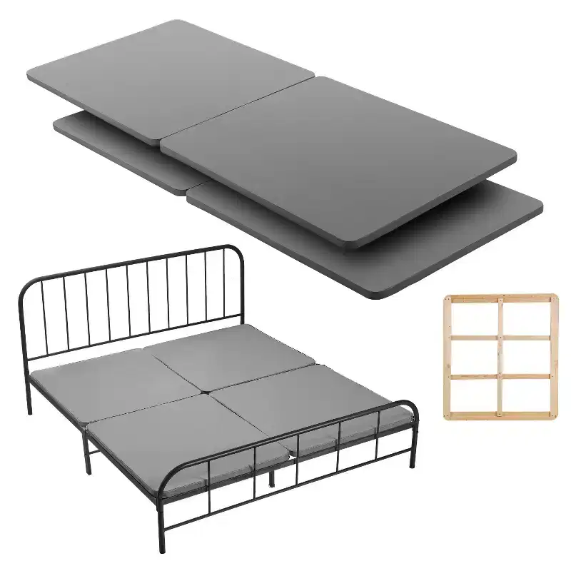 VEVOR King Size Bunkie Board, 1.5 in Bed Board Slats with 200D Oxford Cloth, Wooden Mattress Support for King Size Bed, 4 Piece, Gray