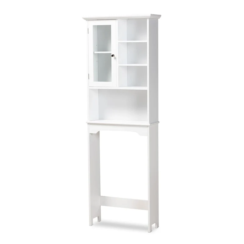 Campbell White Finished Wood Over the Toilet Bathroom Storage Cabinet