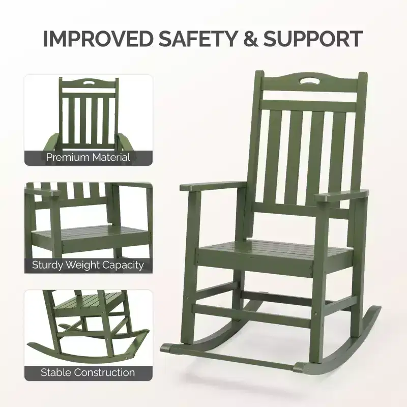 Karl Home | Solid Wood Patio Rocking Chairs with Footrest (Set of 2)