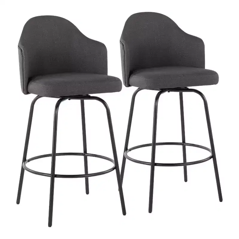 Set of 2 Ahoy Polyester/Metal Counter Height Barstools - LumiSource
