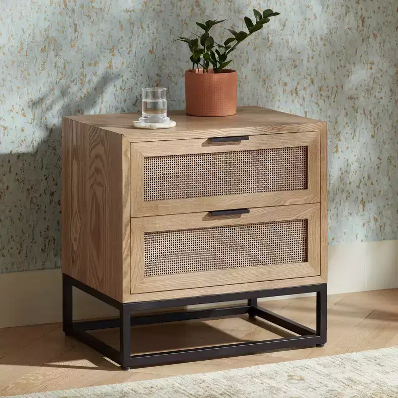 Studio 55D Delano 21 3/4 Wide Natural Wood 2-Drawer Cabinet