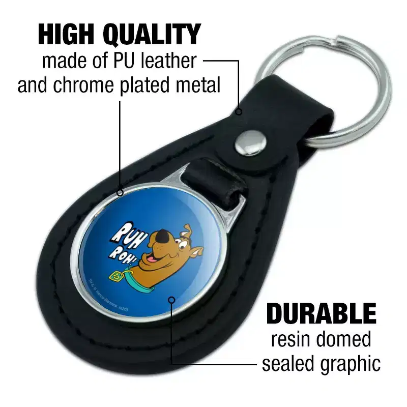 Scooby-Doo Ruh Roh Black Leather Keychain