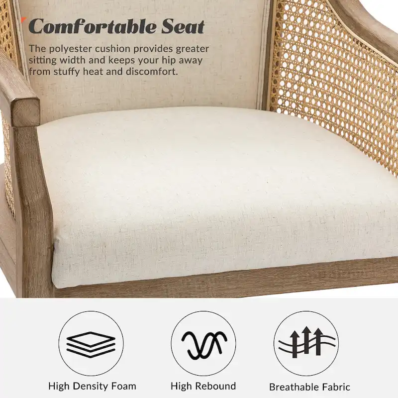 Danilo Farmhouse 360 Degree Swivel Height Adjustable Rattan Desk Chair with RubberWood by HULALA HOME