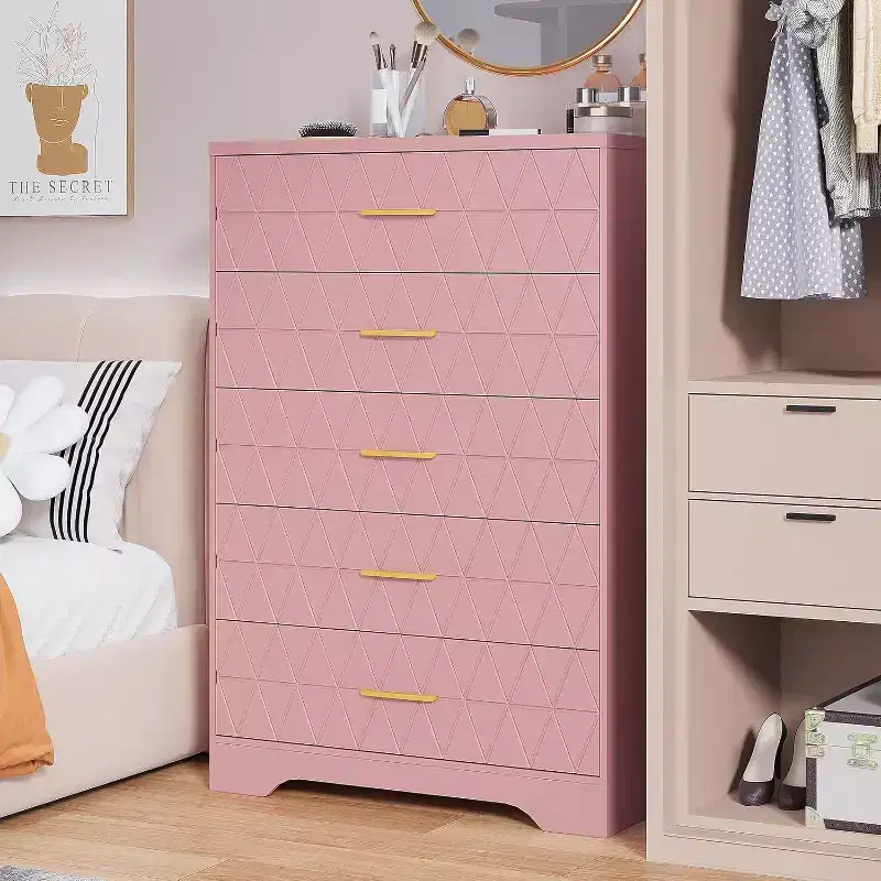 5 Drawers Tall Dresser for Bedroom, Modern Nightstand for Bedside Closet, Wood Chest of Drawers , Wooden Storage Cabinet and Organizer