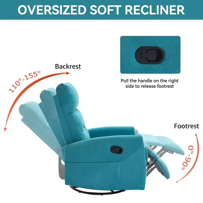 360 Swivel Rocking Recliner Chair, Upholstered Fabric Accent Chair