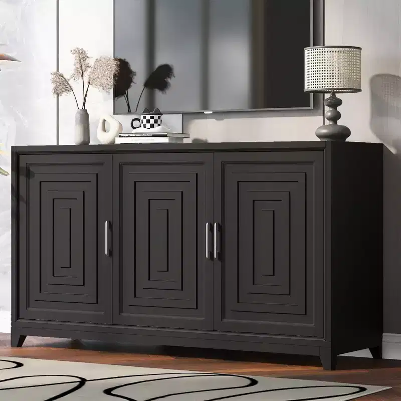 Modern TV Stand for TVs up to 65, Entertainment Center Media Console Cabinet with 2 Spacious Storage Space