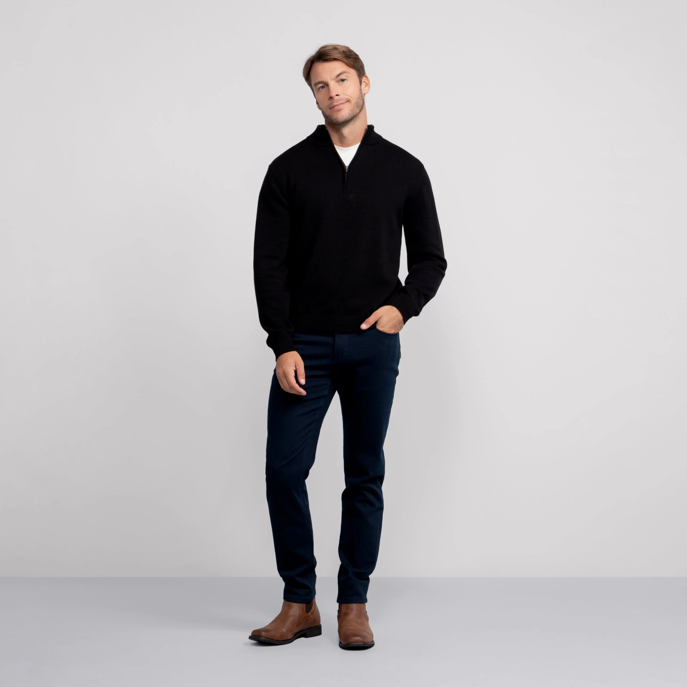 Quarter-Zip Sweater - True Black