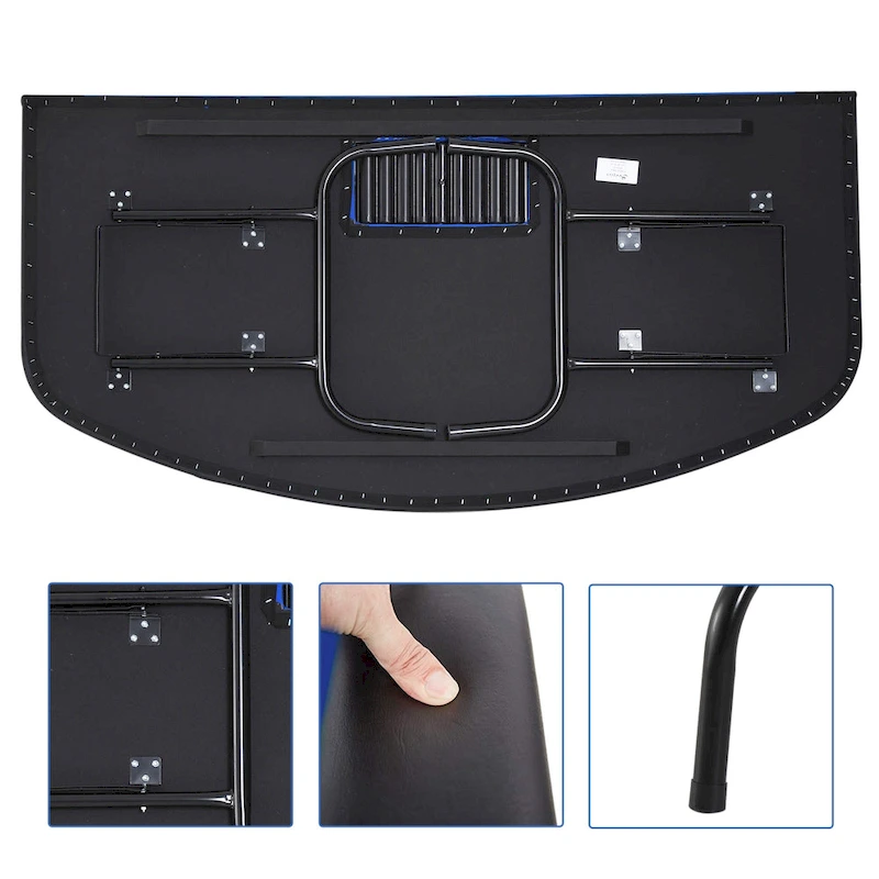 HomCom 72 7 Player Foldable Half Poker Table - Blue/Black
