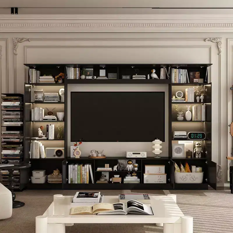 Large Entertainment Center All Encompassing TV Entertainment Center: Aesthetic & Practical Living Room Essential