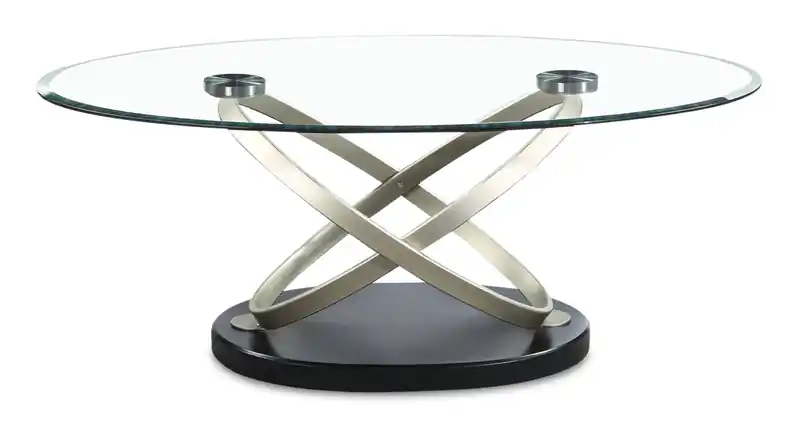 48 Modern Oval Glass Top Coffee Table - Glass with Metal Base