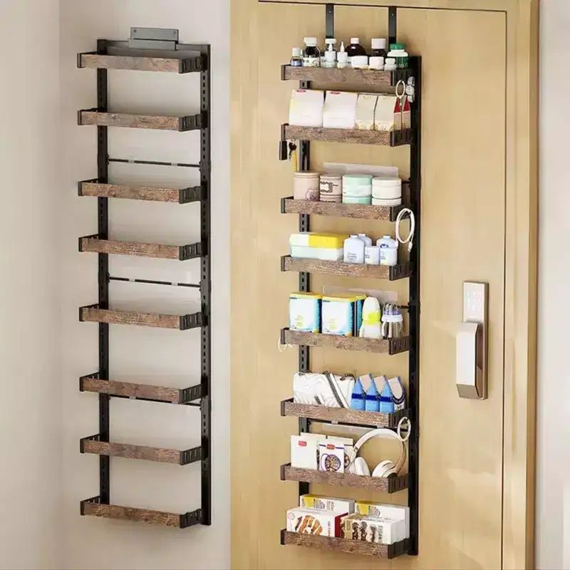 Door Organiser 8 Levels, Hanging Shelf with Adjustable Metal Baskets, No Drilling, for Kitchen/Bathroom/Wall