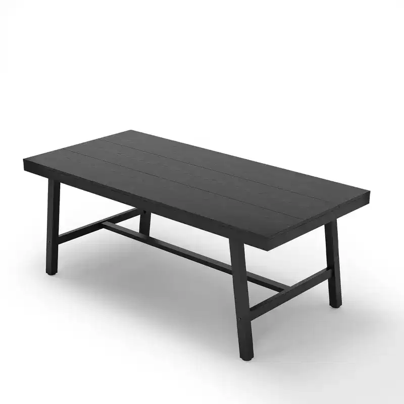Industrial Dining Table for 6~8 People, 78.7 Long Rectangle Dining Tables, Wooden Kitchen Table with Sturdy Metal Frame for Dining Room