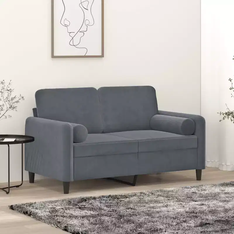 2-Seat Upholstered Sofa, Dark Grey