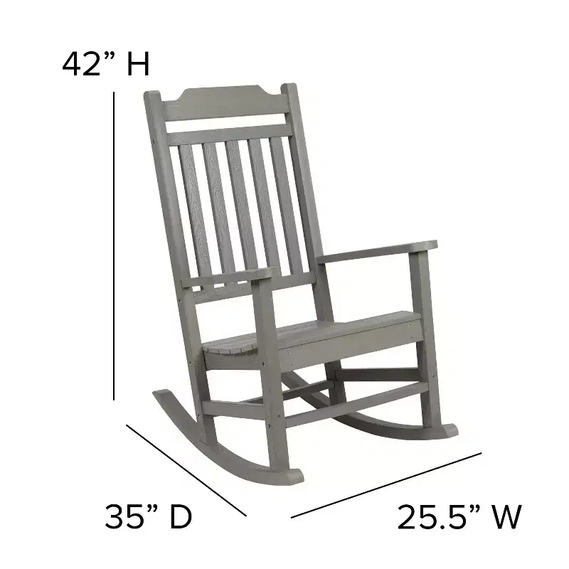 Emma and Oliver All-Weather Rocking Chair in Faux Wood - Patio and Backyard Furniture