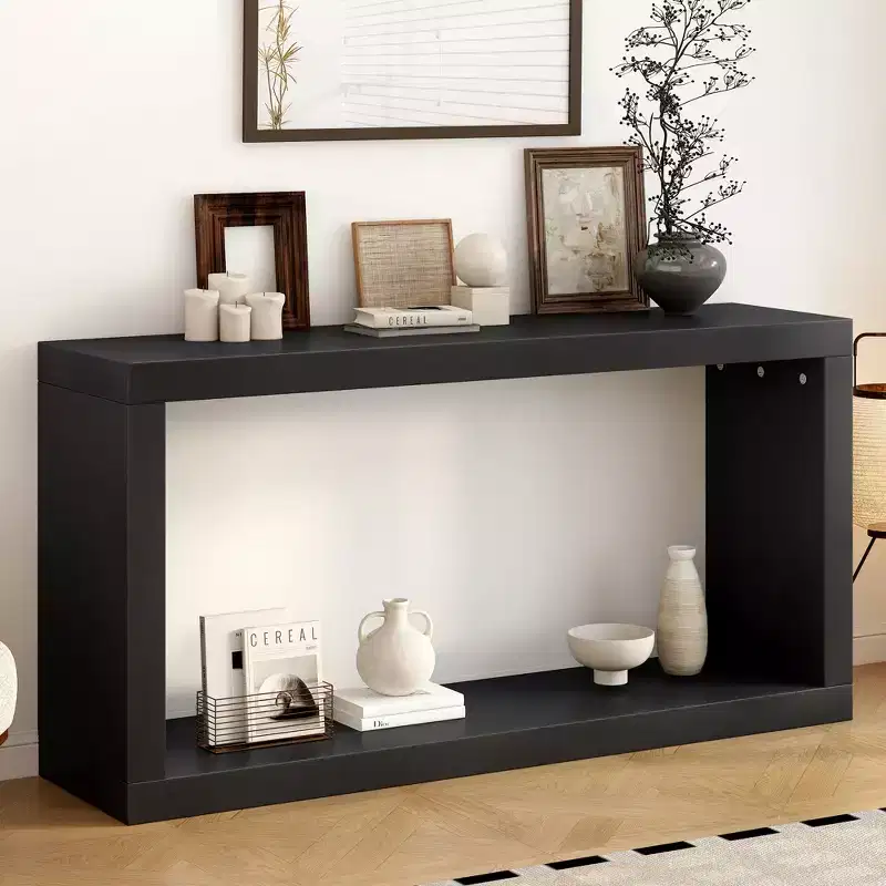 Modern Minimalist Console Table, Open Storage Entryway Table, MDF & Pine Wood Narrow Sofa Table for Living Room - ModernLuxe