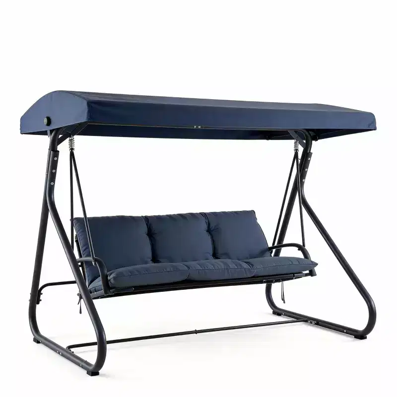 3-Seat Outdoor Convertible Swing Glider with Adjustable Canopy, 750 LBS Capacity, Removable Cushions, for Patio & Backyard