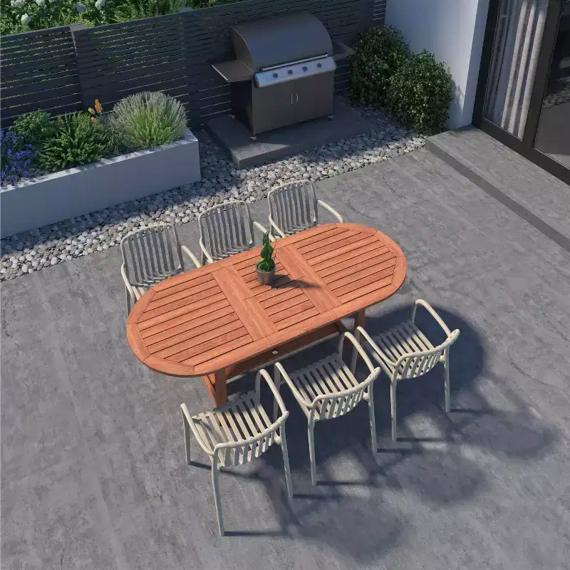 Amazonia Beijo 7pc Oval Outdoor Patio Dining Set Beige