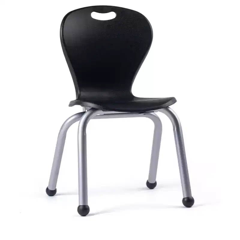 Bintiva Activity Table & Chair Set  24x48 Black Sprayed Edge Table with Adjustable Legs and 4 Black 14 ZUUL Classroom Chairs