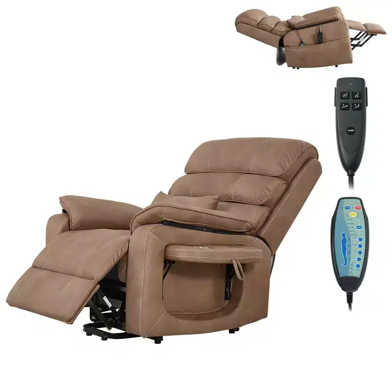 VEVOR Power Lift Recliner Chair, Dual Motor, Medium Wide Electric Lift Chair with Heat and Massage for Elderly, Infinite Position Adjustment, Brown