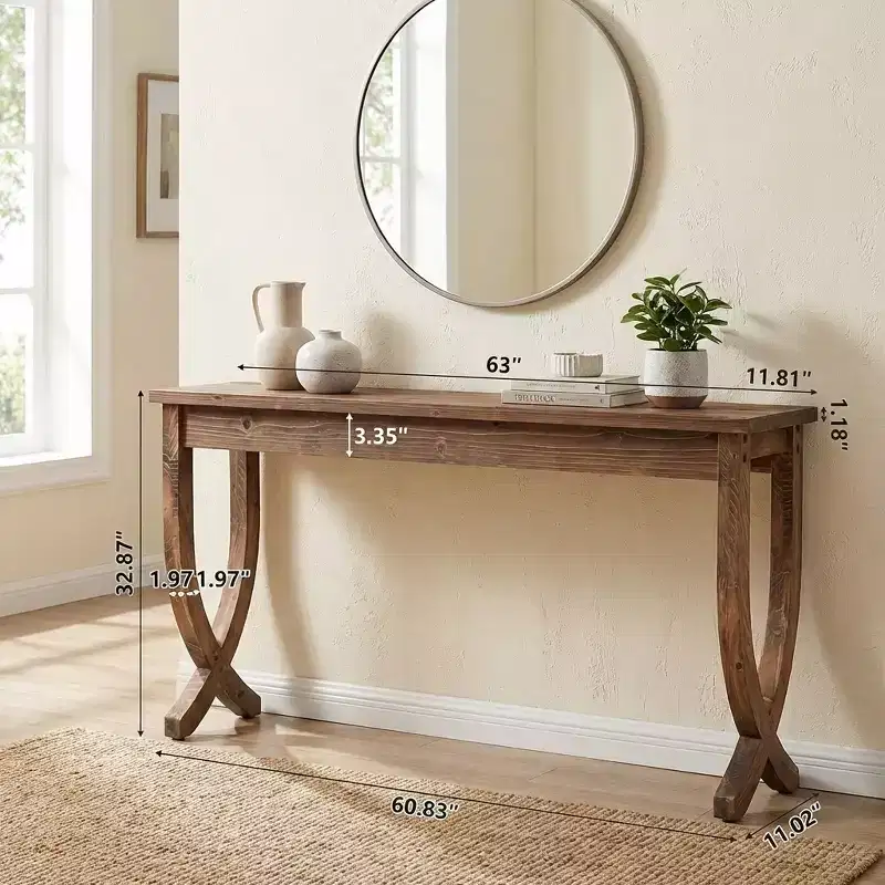 JVNOXK Rustic Farmhouse End Table Solid Wood 2-Tier Side Table for Living Room