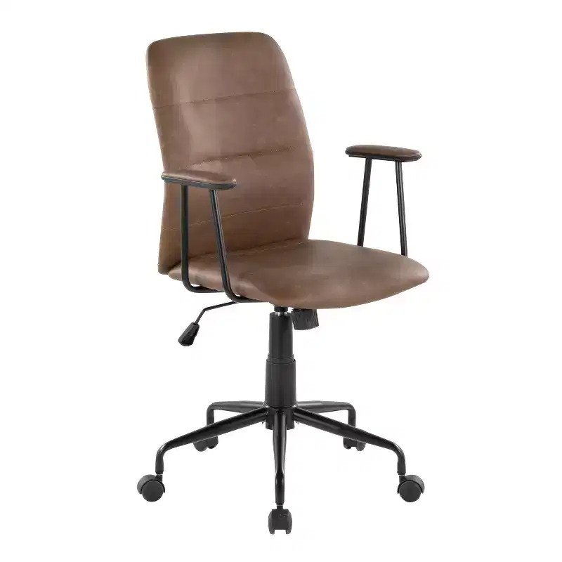LumiSource Fredrick Office Chair Black Metal/Espresso PU