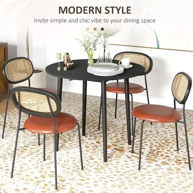 35in Round Folding Dining Table, Collapsible Drop Leaf, Solid Wood Legs, Space-Saving Small Kitchen