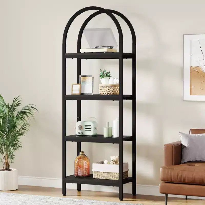 70.8 4-Tier Open Arched Bookshelf