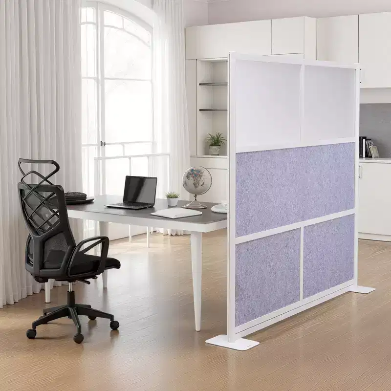 VEVOR Office Divider Privacy Partition, 1-Pack, 70 x 70 Modular Wall Room Divider, PET Workstation Cubicle Partition with Frosted Windows,Gray