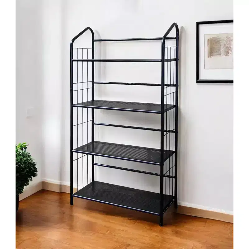 HomeRoots 49 Black Metal Four Tier Bookcase
