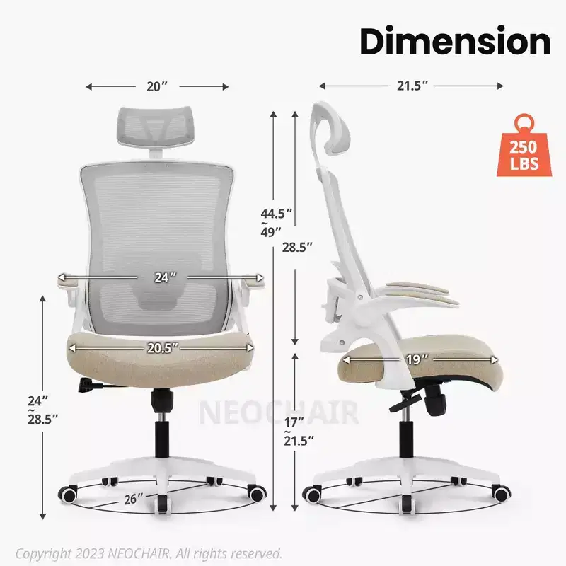 NEO Chair Swivel Ergonomic Office Chair with Headrest Lumbar Support Adjustable Height