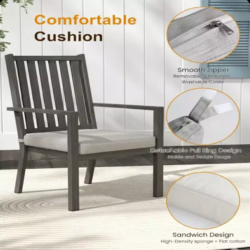 Set of 4 23 All-Weather Aluminum Patio Dining Chairs with Thick Cushions