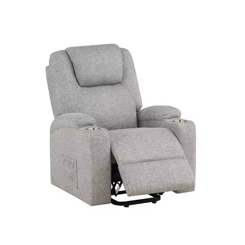 Evander Power Reclining Sofa Light Gray Chenille