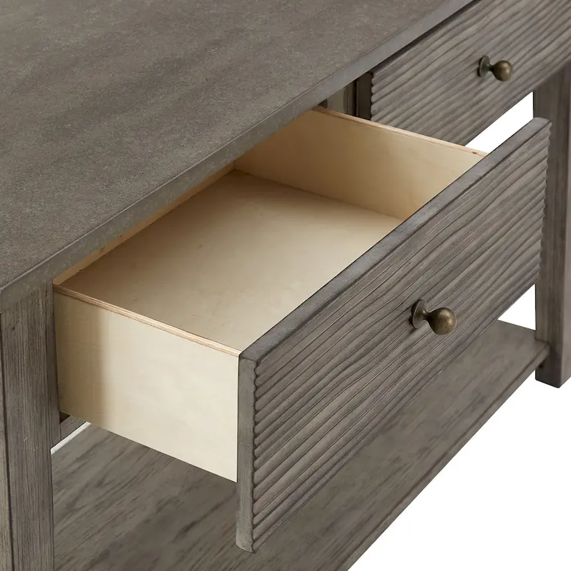 Coober Antique Grey Finish Grey Fiber Cement Sofa Table with Shelf by iNSPIRE Q Modern