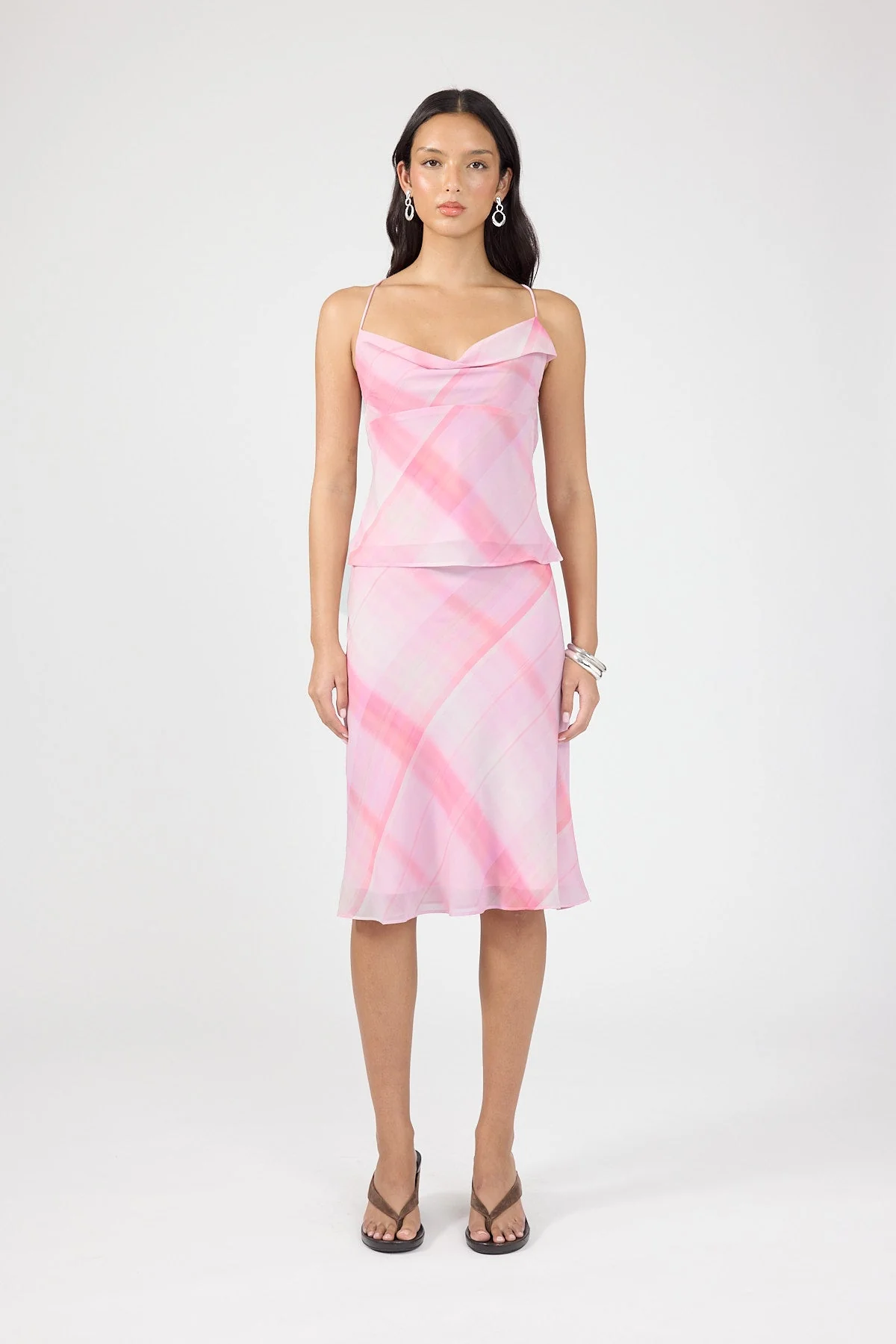 Midi Skirt Pink Check