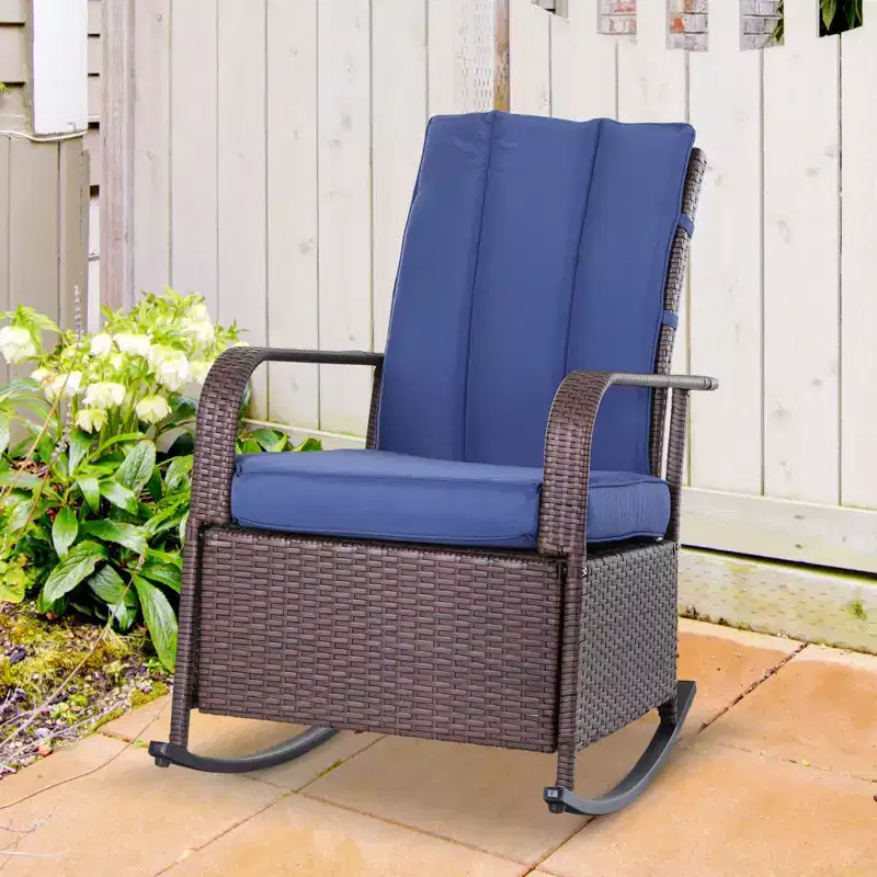 PE Rattan Rocking Recliner with Footrest