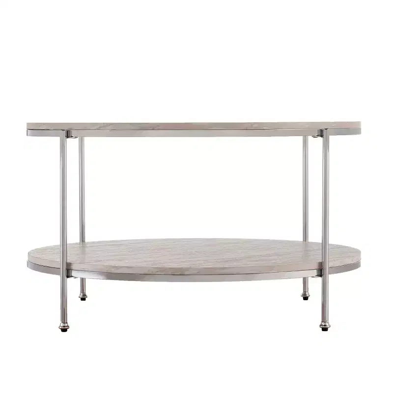 Silas Round Faux Stone Cocktail Table - Charcoal - SEI