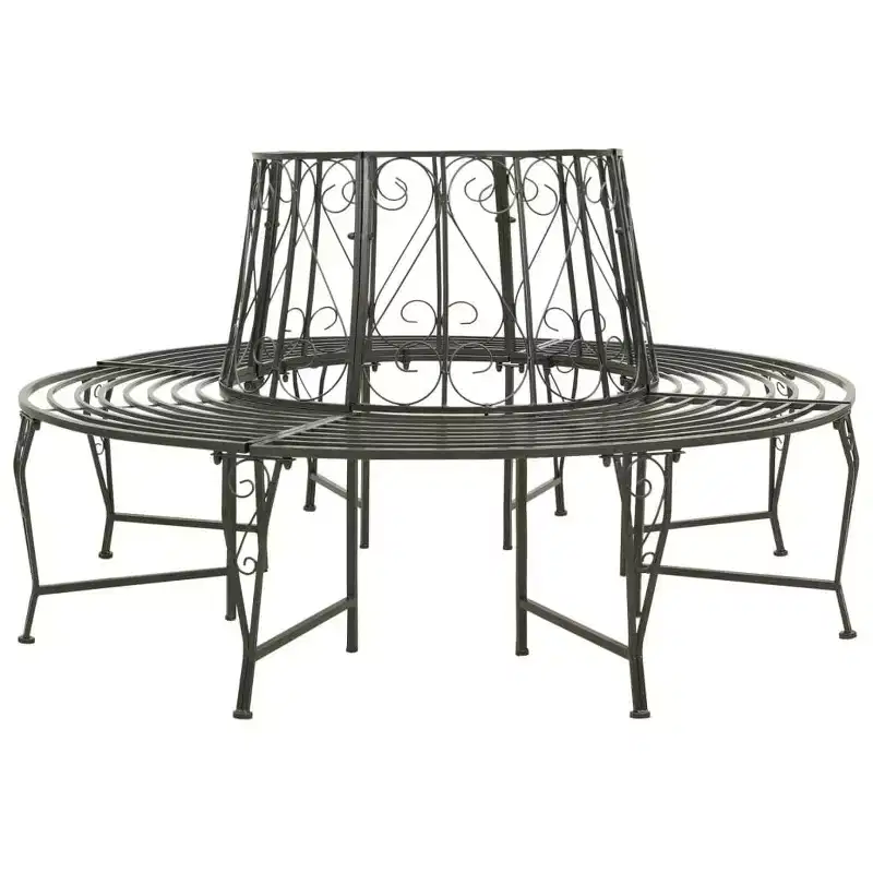 vidaXL Tree Bench Steel 63 in diameter Outdoor Bench Round