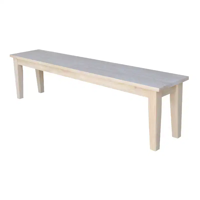 International Concepts 72" Shaker Style Bench Unfinished: Hardwood Frame, Seats 3, Farmhouse Decor