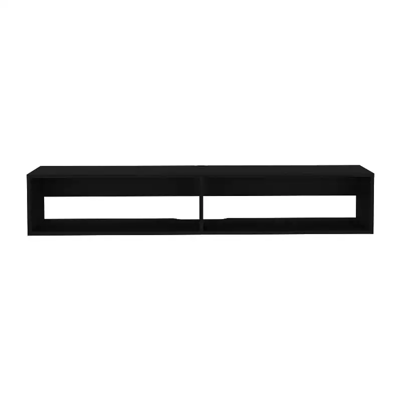 59 Inch Modern Floating TV Stand, 2-Tier Shelves, Cable Management, Black