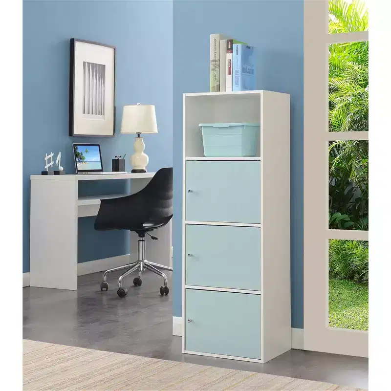 45 in H and 90 in.W Plastic Utility Storage Cabinets with 3 Doors and 2 Shelves