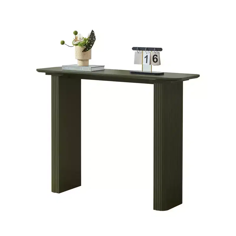 Kings Brand Furniture Console Table Narrow Fluted Rectangle Modern Sofa Table for Entryway Hallway Living Room Foyer
