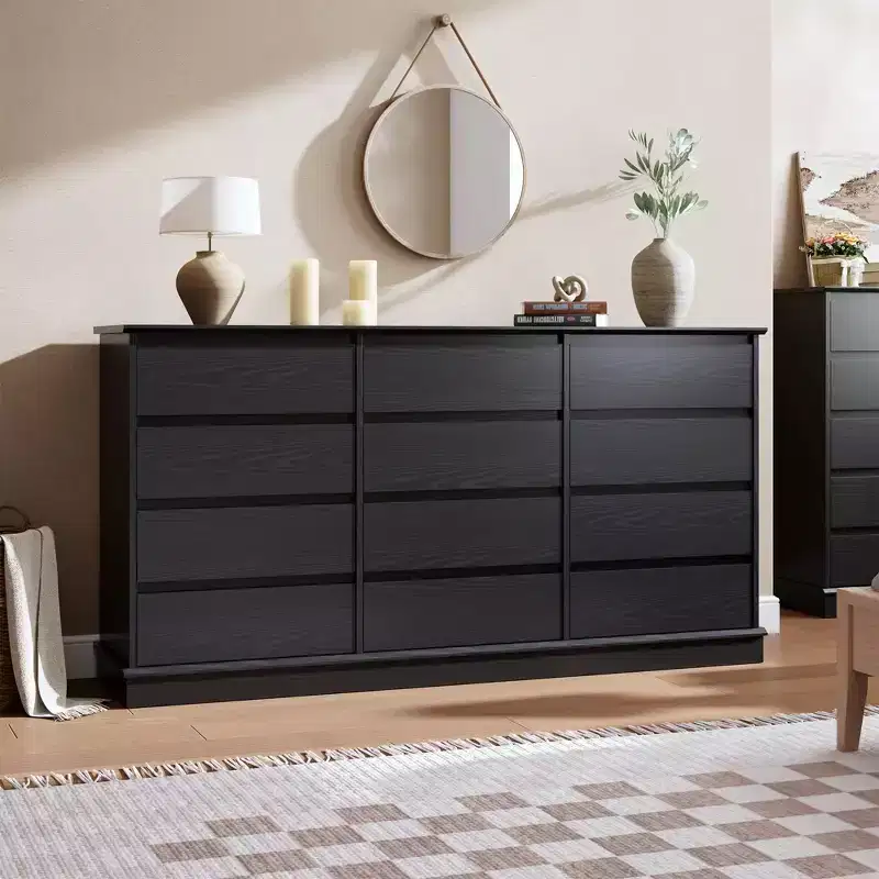 12 Drawer Dressers for Bedroom, Chest of Drawers with Deep Drawers, Large Double Dresser for Closet with Wide Top, Horizontal Wooden Dresser