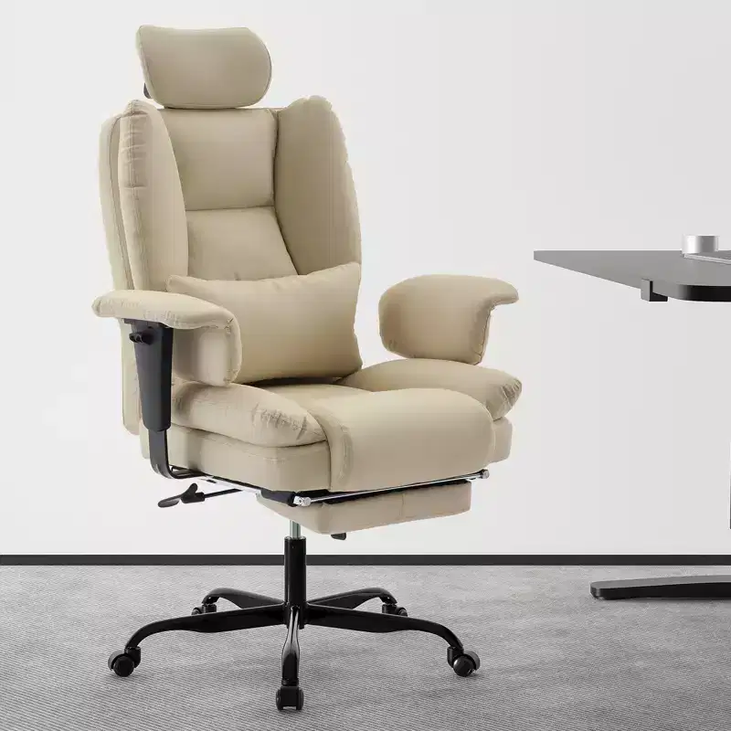 Office Chair PU Leather Computer Chair with Lumbar Support and High Backrest, Ergonomic Desk Chair with Liftable Headrest