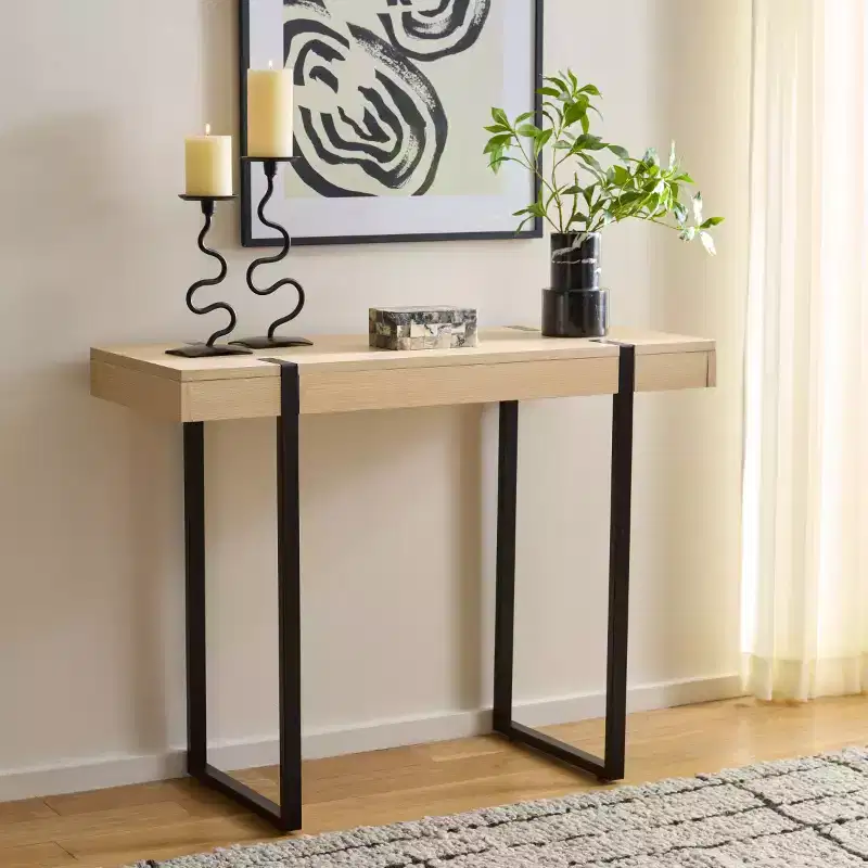 Klausner Console Table - CNS9302A - Sand/Black - Safavieh