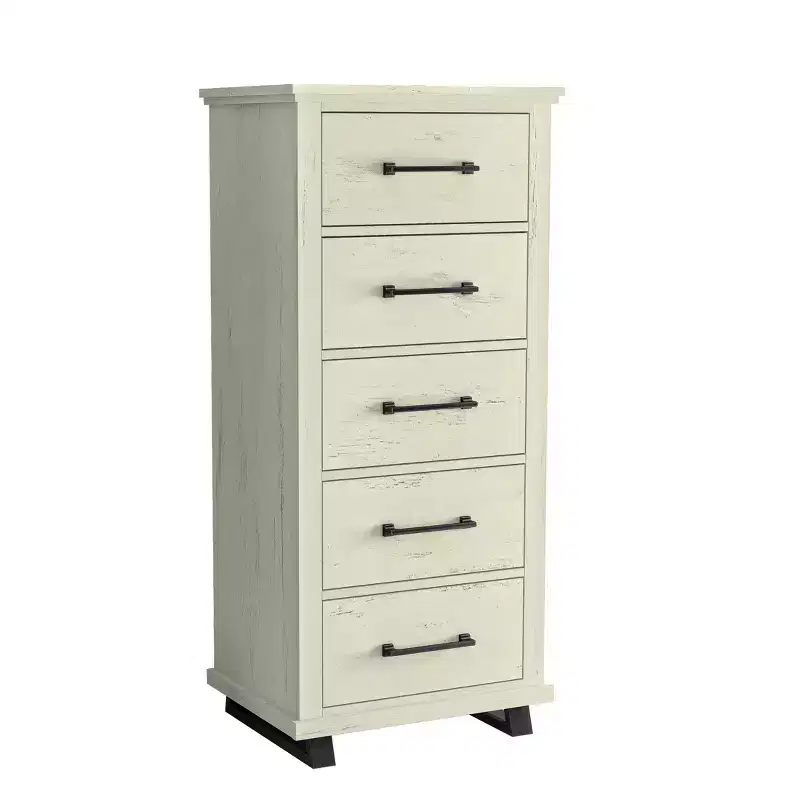 Festivo 2pc Contemporary 9 Drawer Dresser and 24 inch 5 Drawer Chest Set Saw Cut Off-White: Meets ASTM Safety, Bedroom Storage