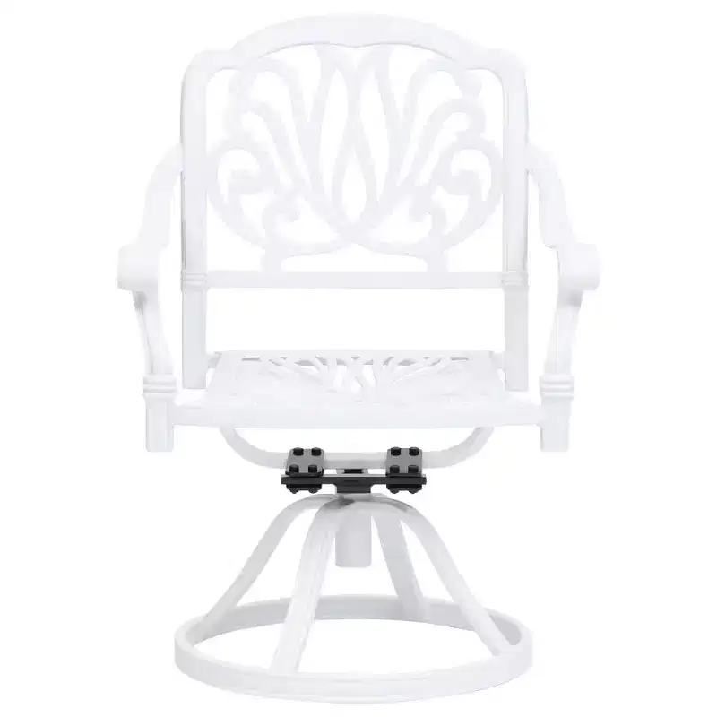 vidaXL Garden Chair Set of 2 White Cast Aluminum Standard Swivel