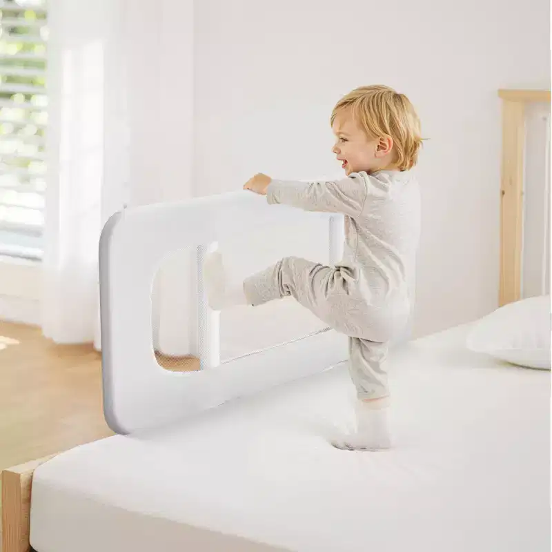 Toddler Bed Rail, Kids Beds Guard Rail with Reinforced Iron Pipe and Oxford Cloth, Adjustable Height Bed Side Railing, 1 Piece, Gray