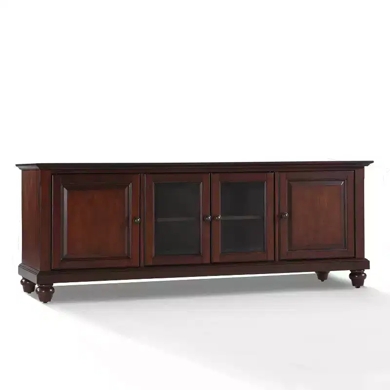 TV Stand for TVs up to 60" Dark Red -: Entertainment Center with Adjustable Shelves & Cable Management